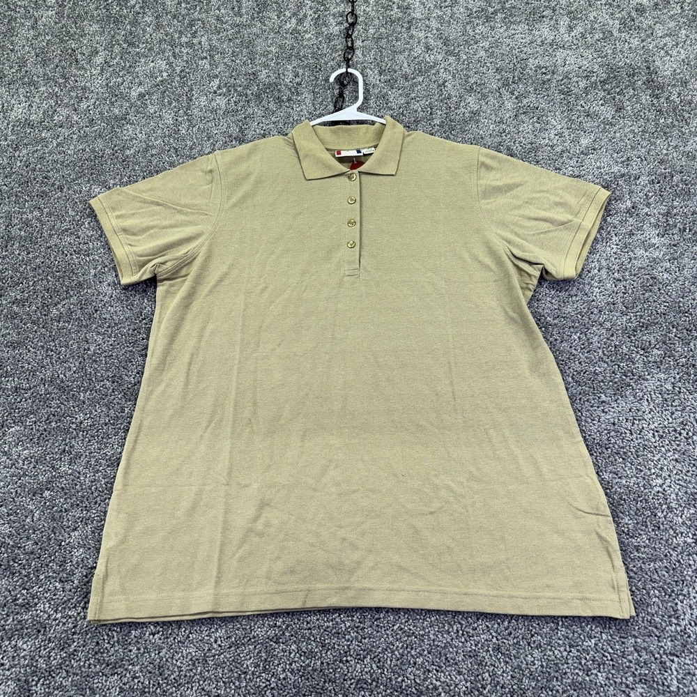 Clique Polo Shirt Womens 1X Beige Knit Scotchgard Lightweight Summer Casual